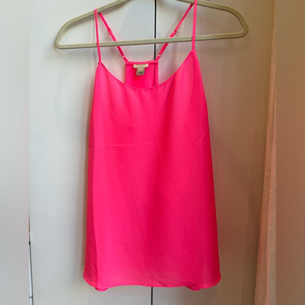 J. Crew Silk Racer Back Tank | Size M | Color: Neon Pink